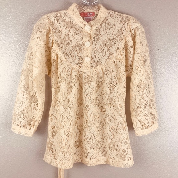 Lux Lace Mock Neck Vintage Style Top - Picture 1 of 6